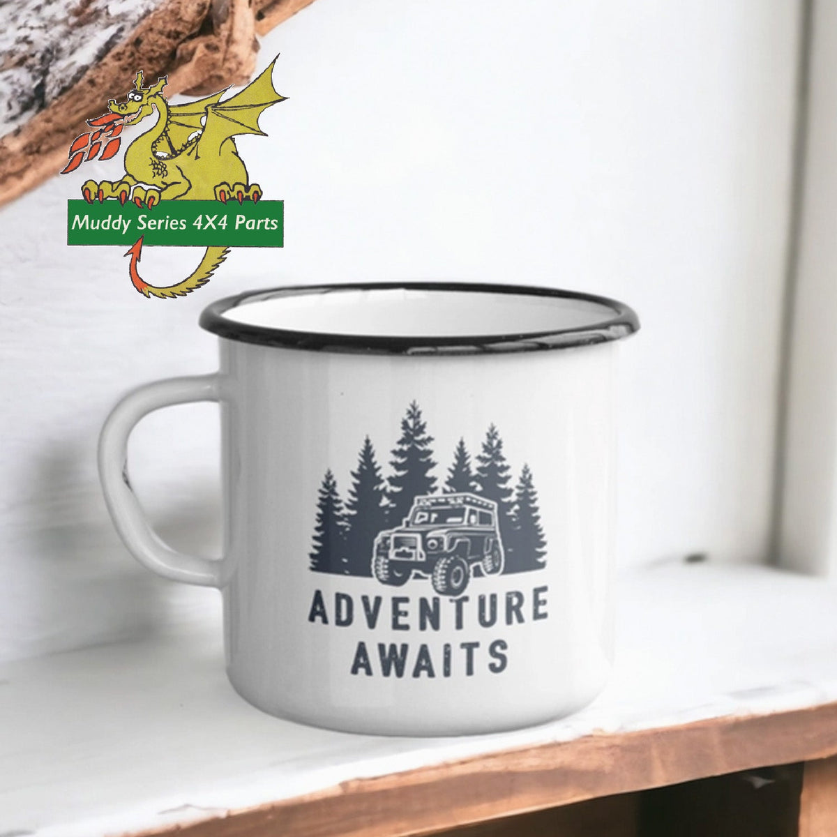 Land Rover Mug Sovende Bjorn Adventure Awaits Forest 4X4 Ceramic Mug 90 Defender 241054