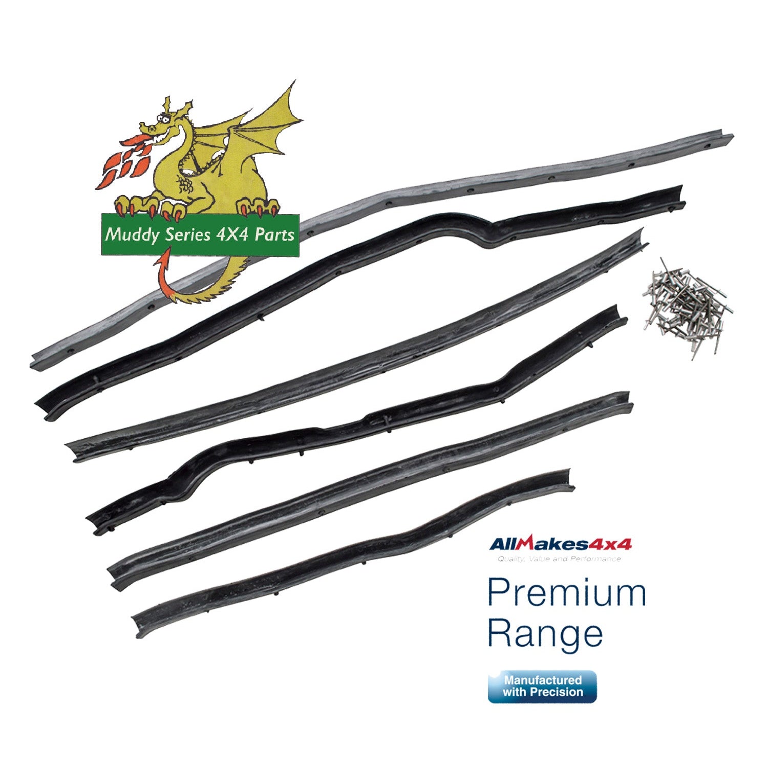 Allmakes PR2 OEM Land Rover Series Front Door Seal Kit LH DA1495G