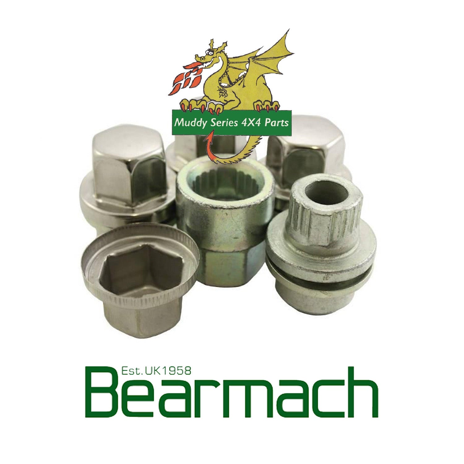 Bearmach Stainless Cap Locking Wheel Nut Set of 5 BA017C STC7623LR
