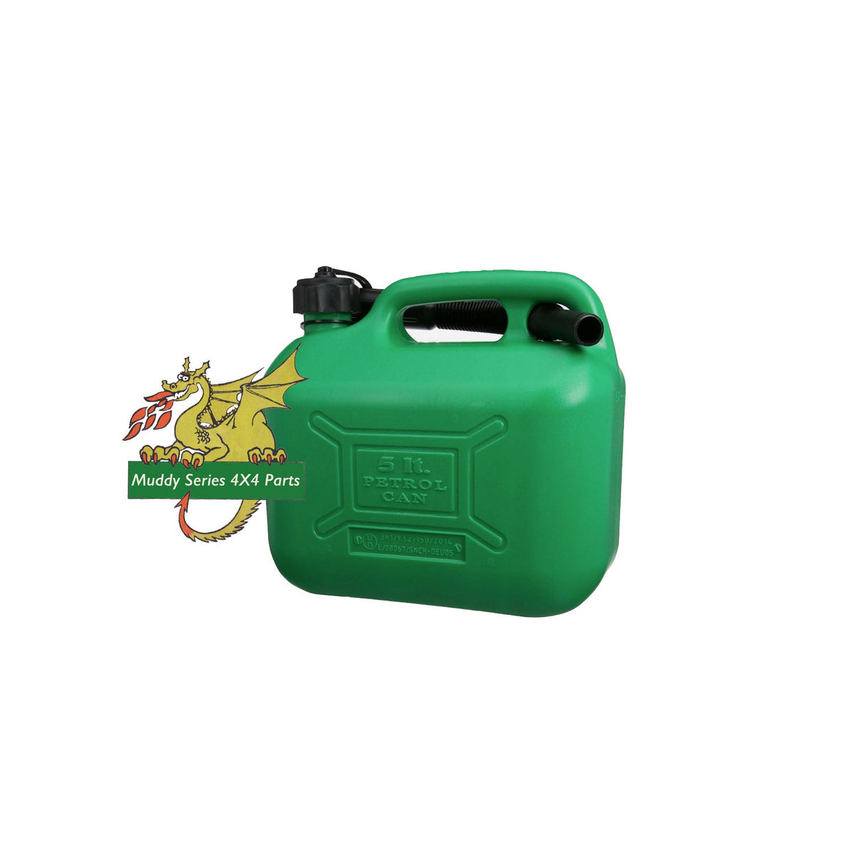 Cosmos Fuel Jerry Can Green Unleaded Plastic & Nozzle 5 Litres