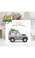 Land Rover Series 3 with Tree Merry Christmas Card 15 x 15cm FE106