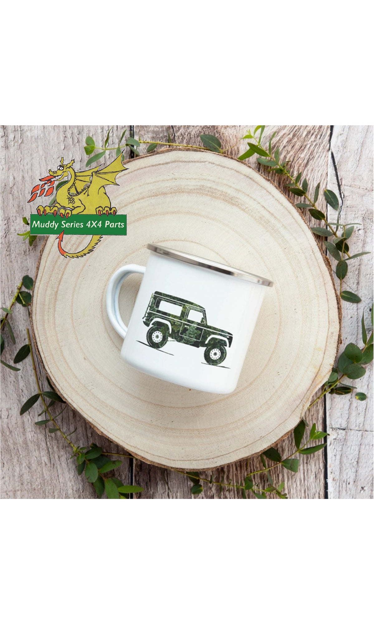 Land Rover Mug Sovende Bjorn Forest Green 4X4 Enamel Mug 90 Defender 200201