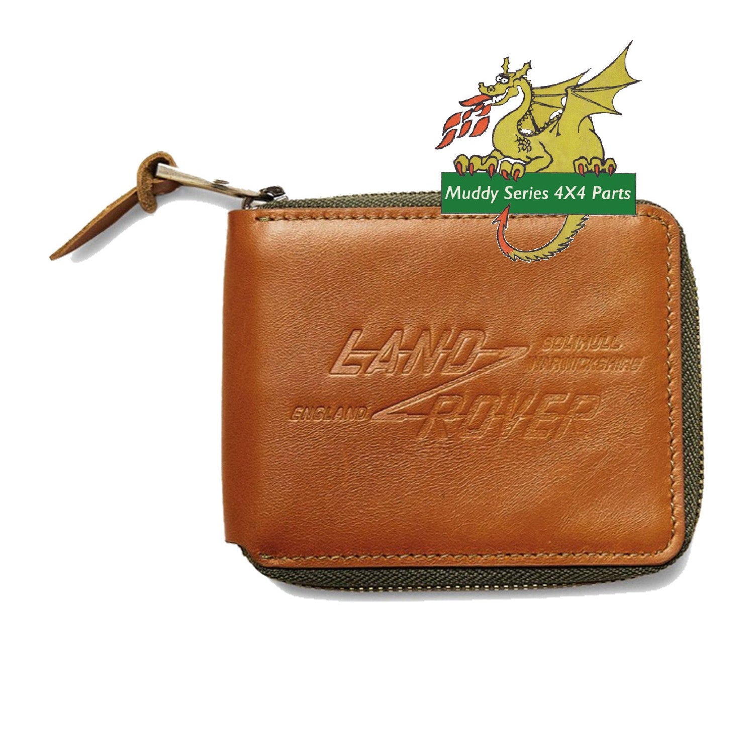 Genuine Land Rover Red Canoe Leather Zip Wallet - Tan LKLG202BNA