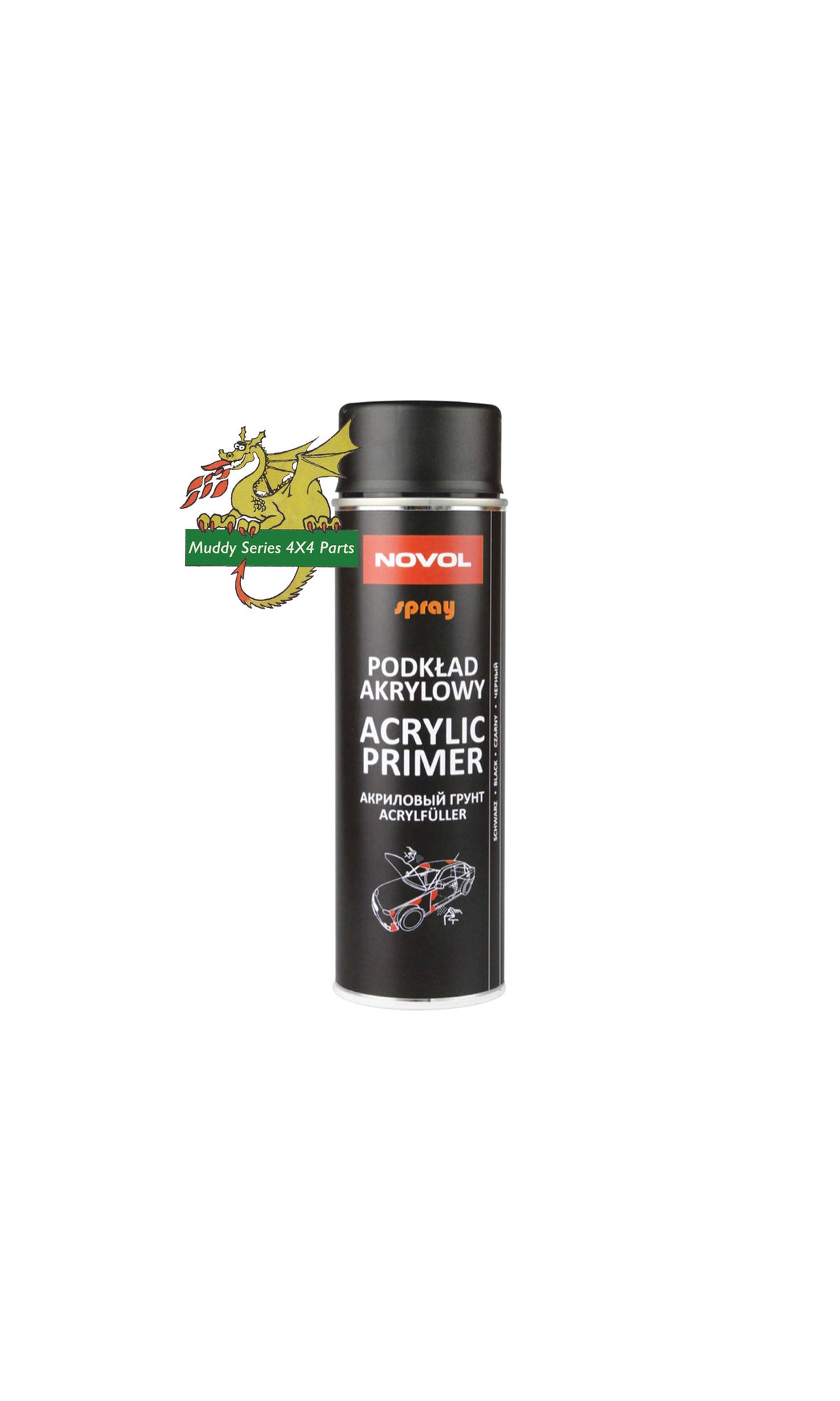 Novol Aerosol Acrylic Primer Coating 500ml NOV34412 Black