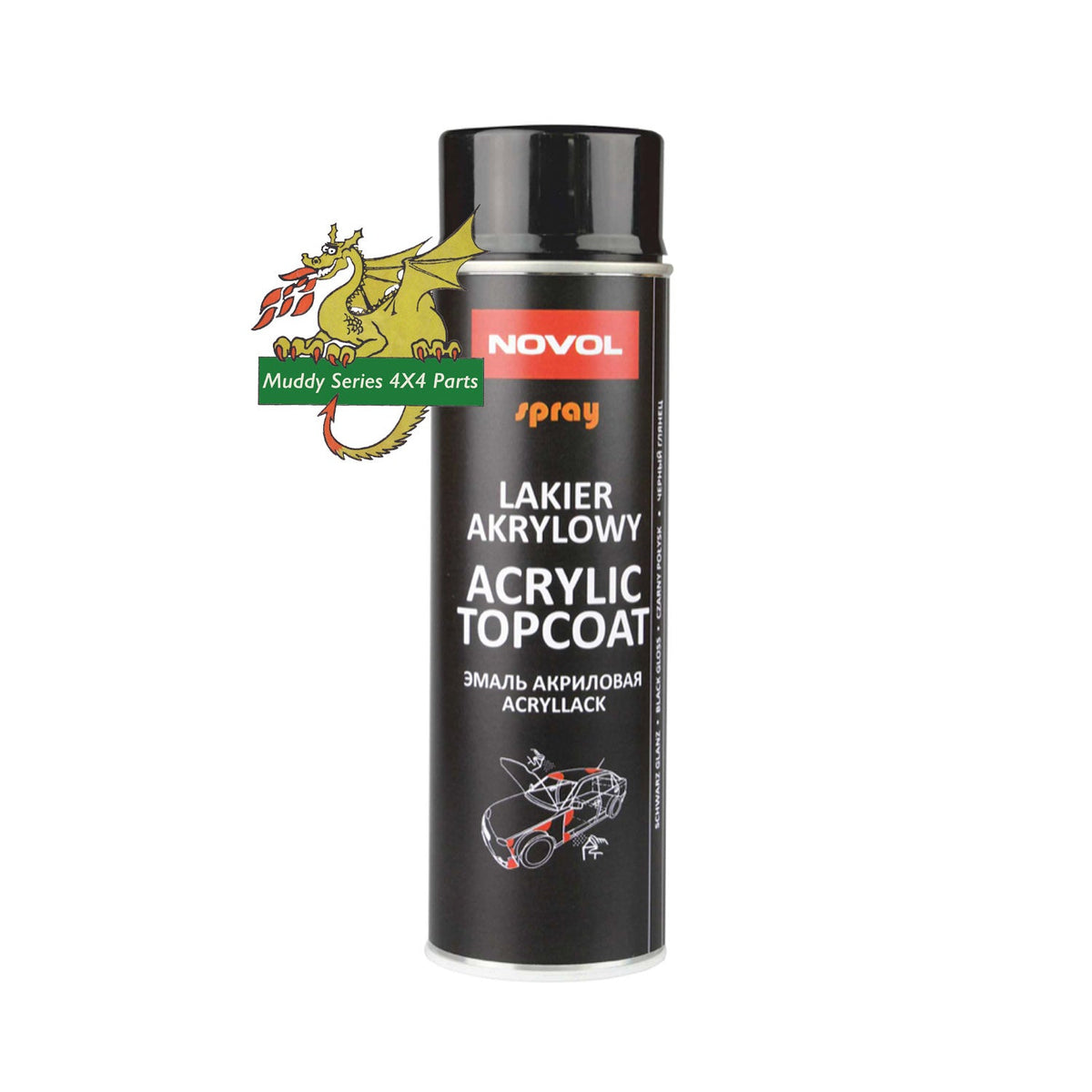 Novol Aerosol Acrylic Top Coat 500ml NOV34302 Gloss Black