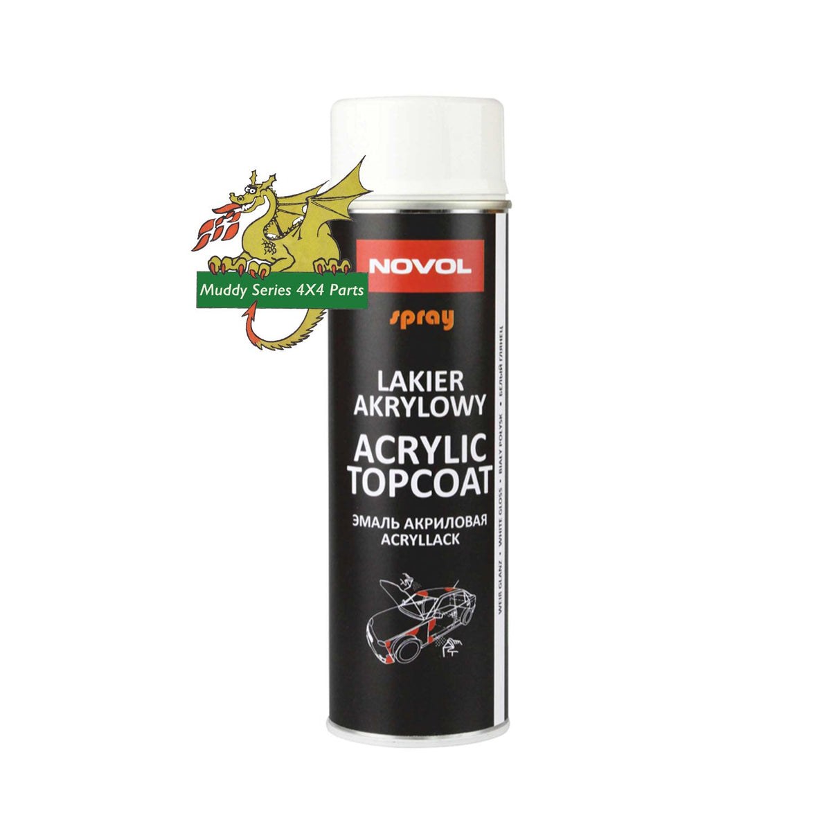 Novol Aerosol Acrylic Top Coat 500ml NOV34312 Gloss White