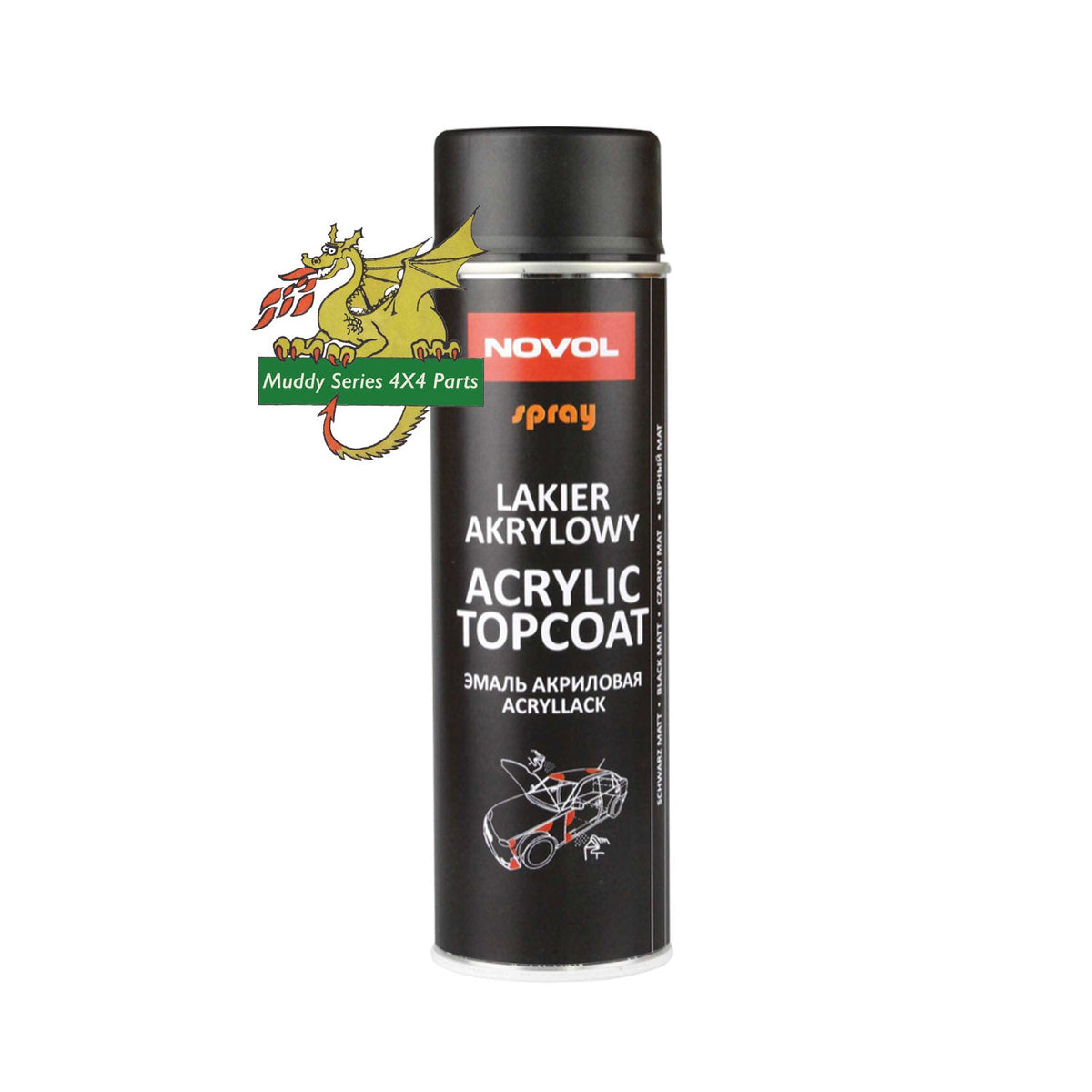 Novol Aerosol Acrylic Top Coat 500ml NOV34352 Matt Black