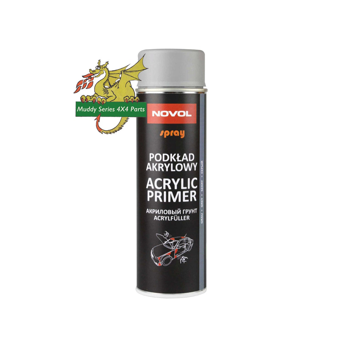 Novol Aerosol Acrylic Primer Coating 500ml NOV34402 Grey
