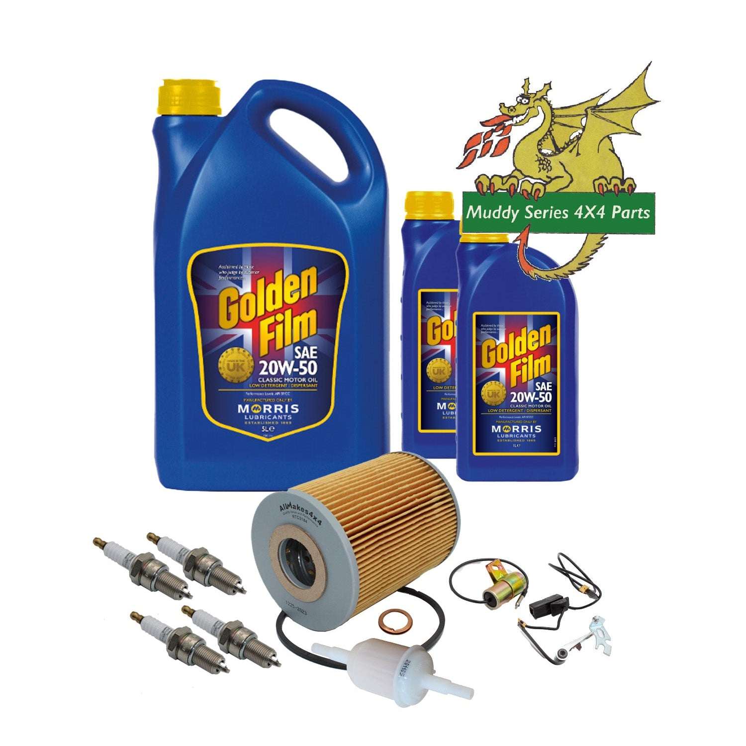 Land Rover Series 2.25 Ducellier Points Service Kit DA6034 & Morris Golden Film 20W50 Oil GFM001 GFM005