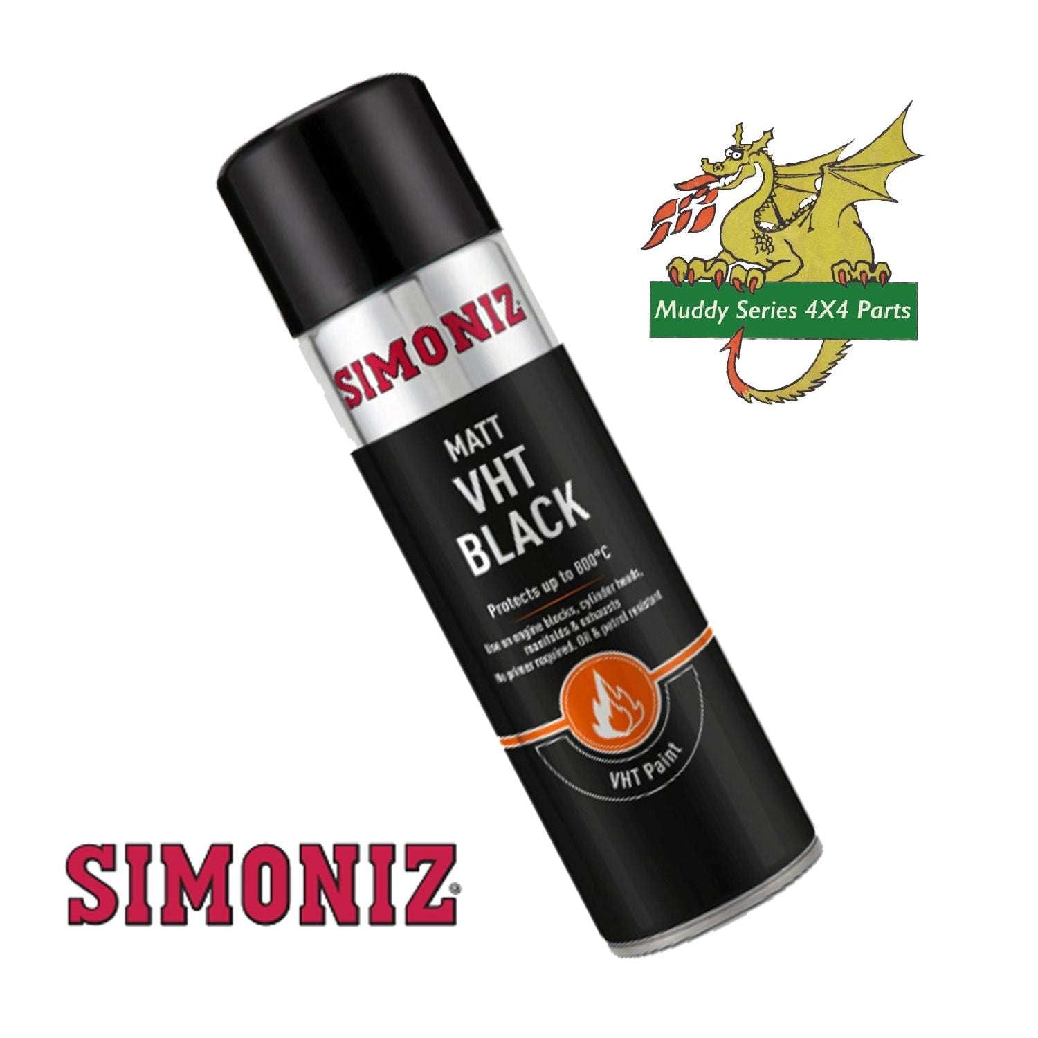 Simoniz VHT Paint Black Aerosol Spray Tin 500ml SIMVHT20D