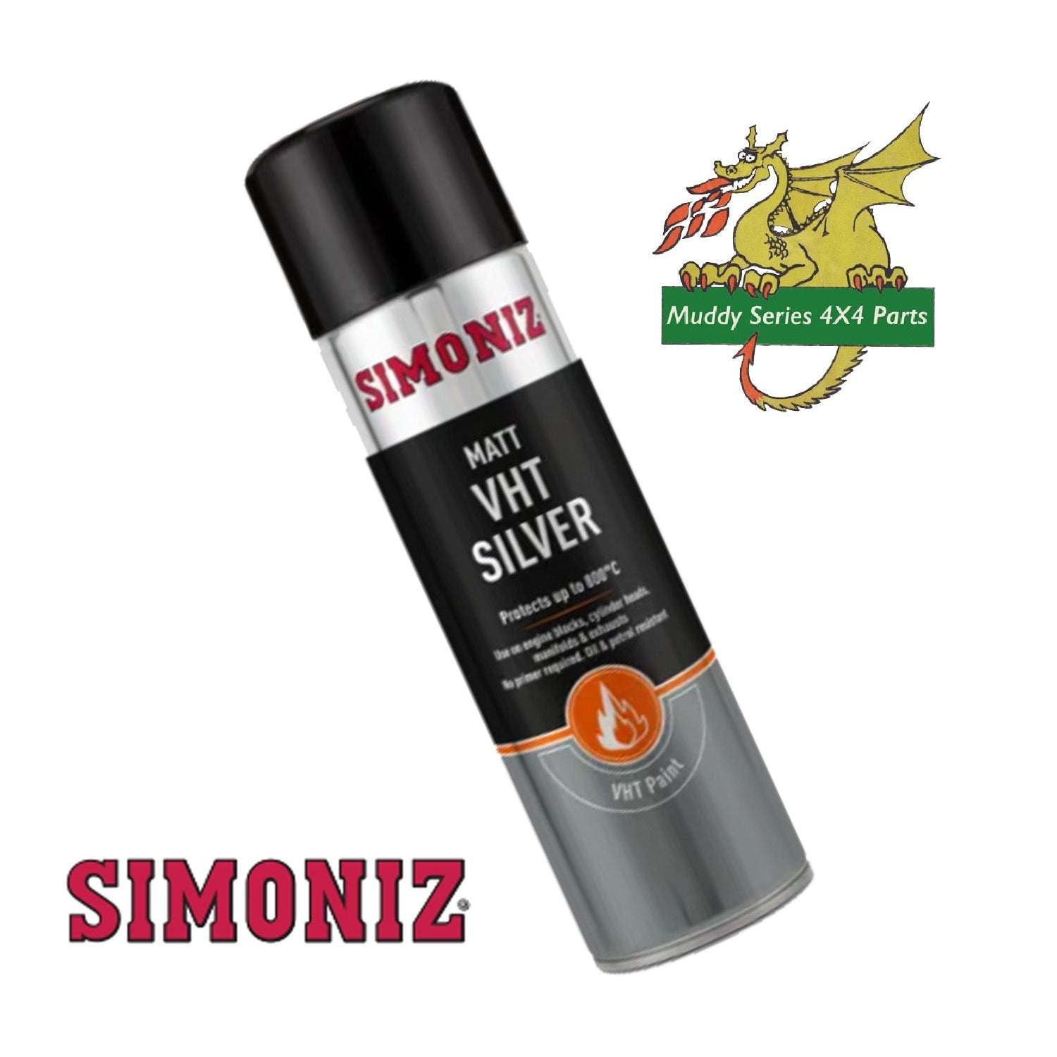 Simoniz VHT Paint Silver Aerosol Spray Tin 500ml SIMVHT22D 500ºC