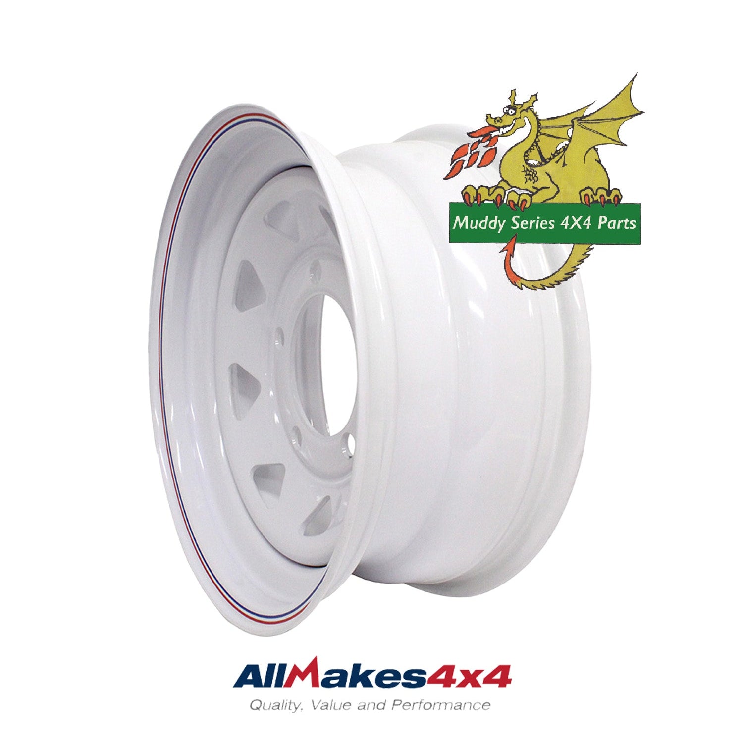 White Steel 8 Spoke Wheel